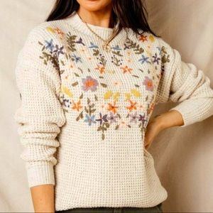 Free Shipping! NWT Bohme embroidered floral sweater